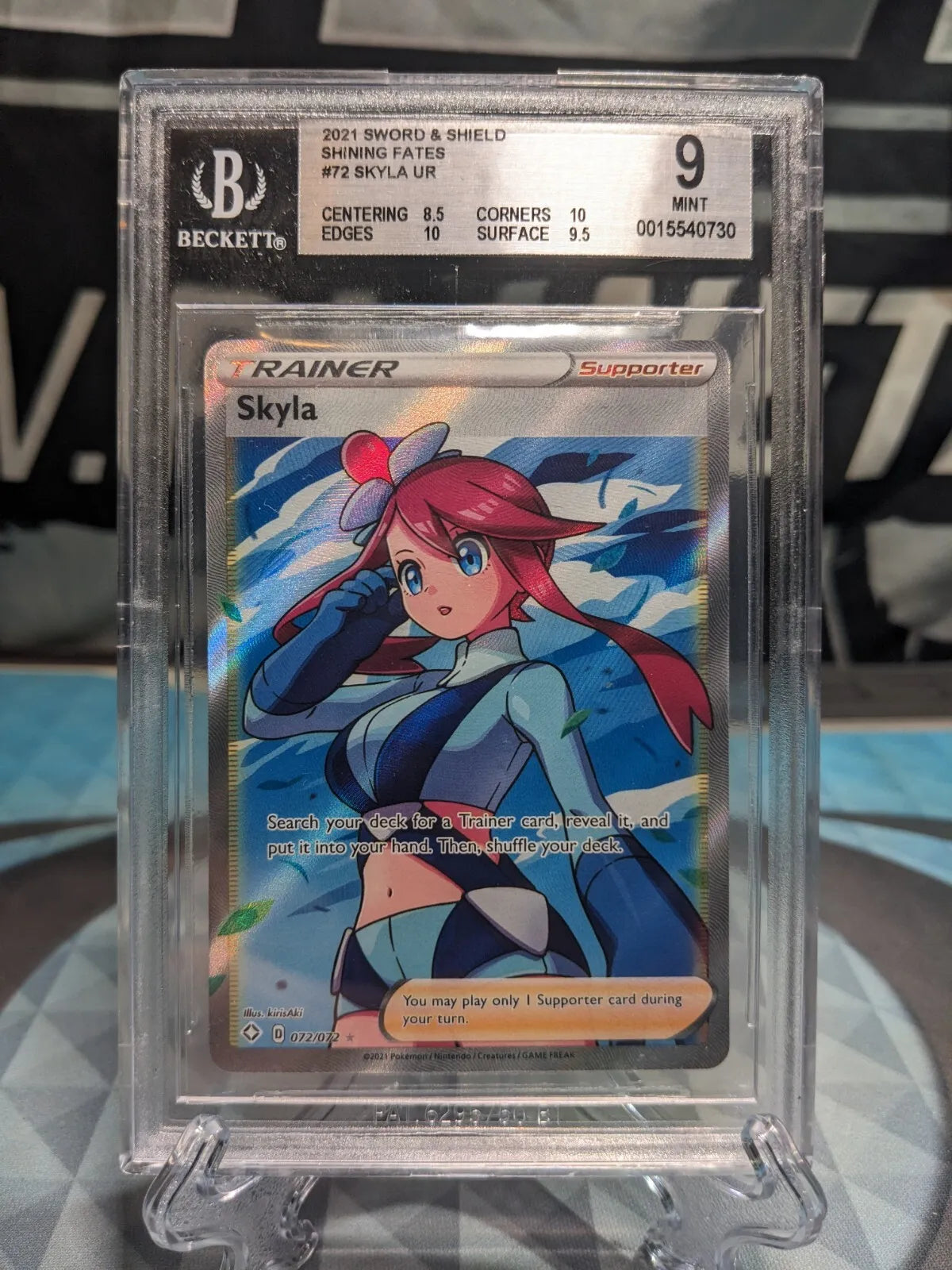 BECKETT 9 MINT Skyla 072/072 Full Art Shining Fates 2021 Pokemon Card Slab