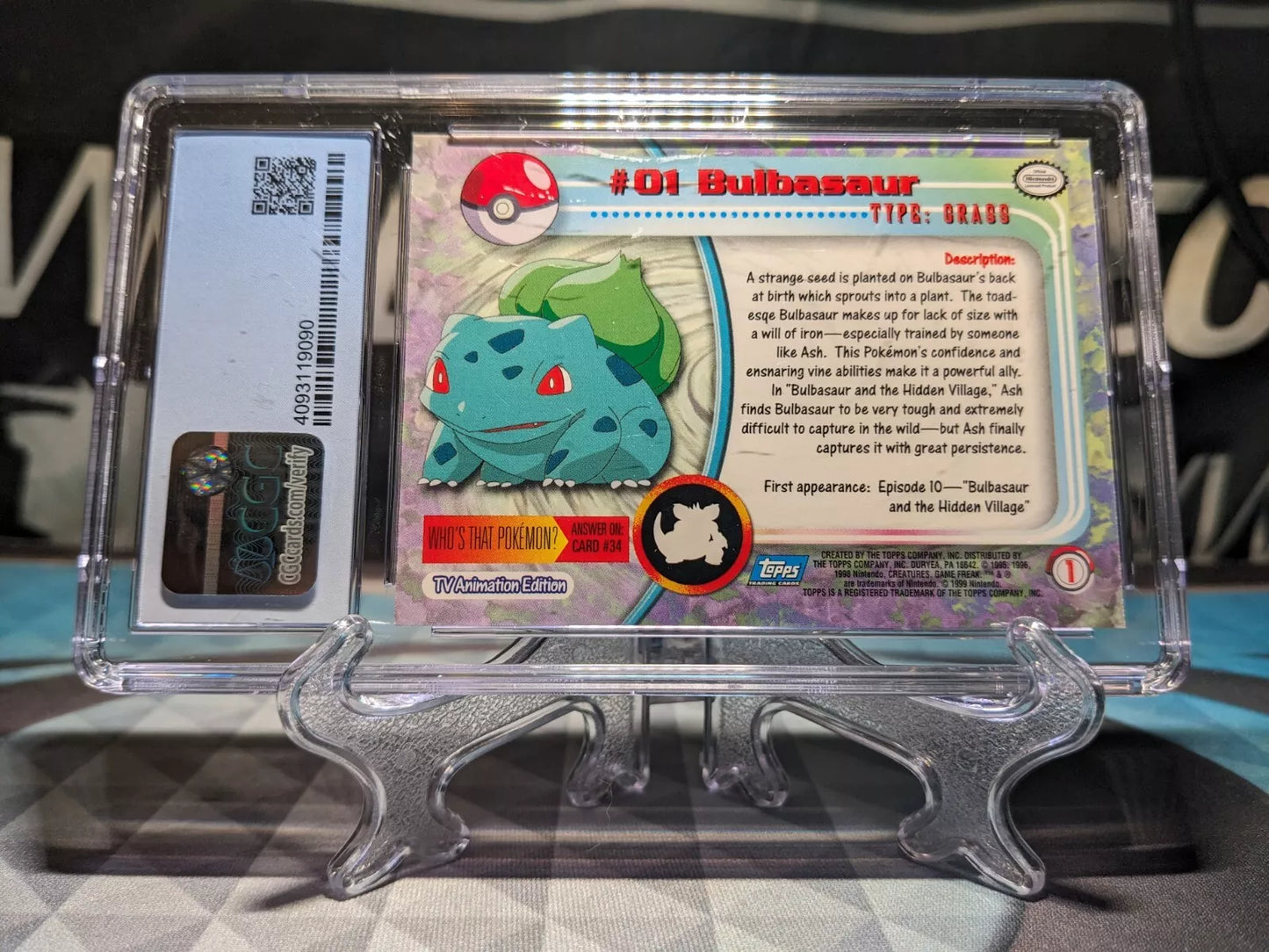 CGC 9 Mint Bulbasaur Topps Pokemon Card 1999 1st Print Vintage