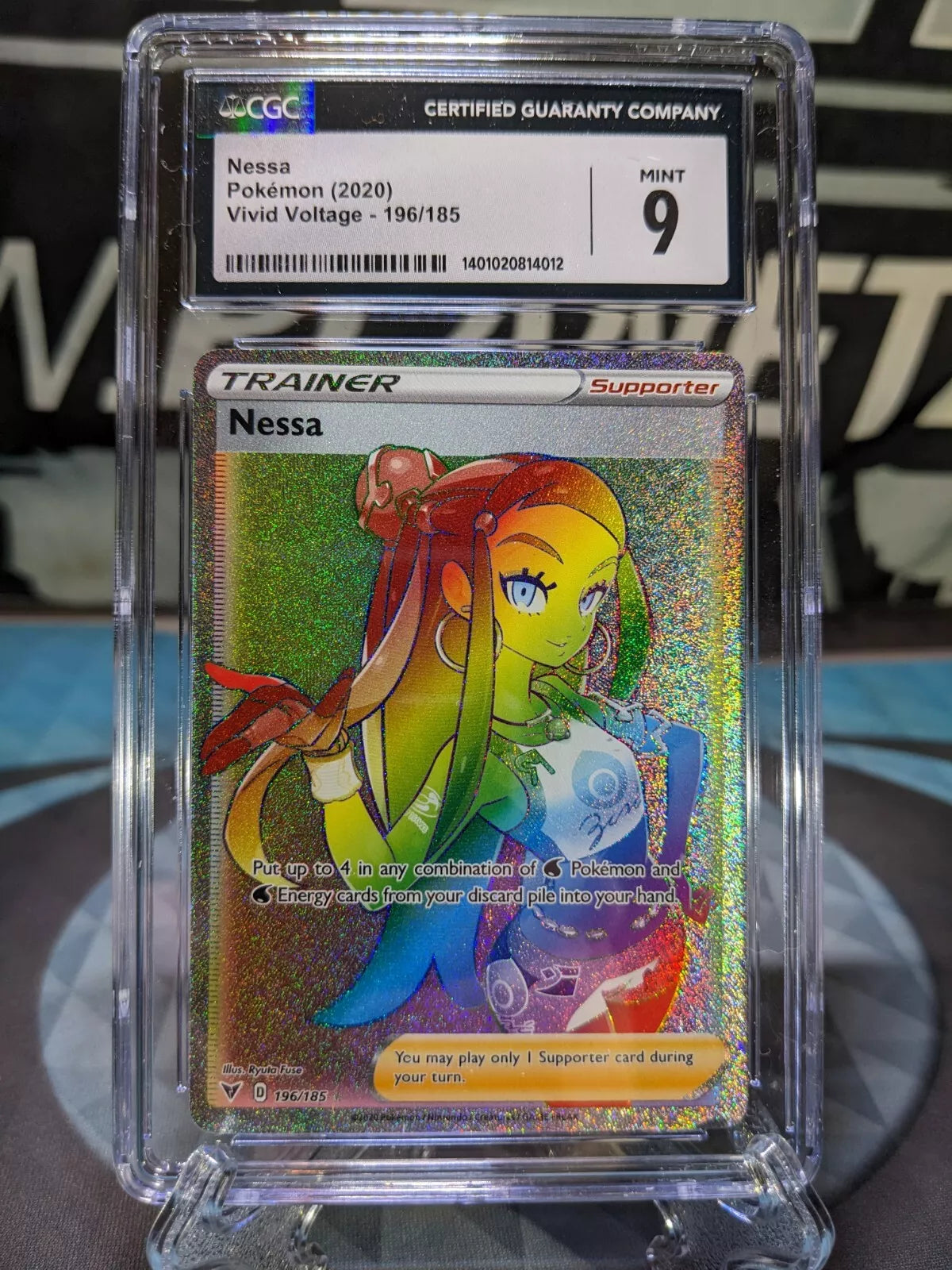 CGC 9 MINT Nessa 196/185 Vivid Voltage Secret Rare Trainer Holo Pokémon