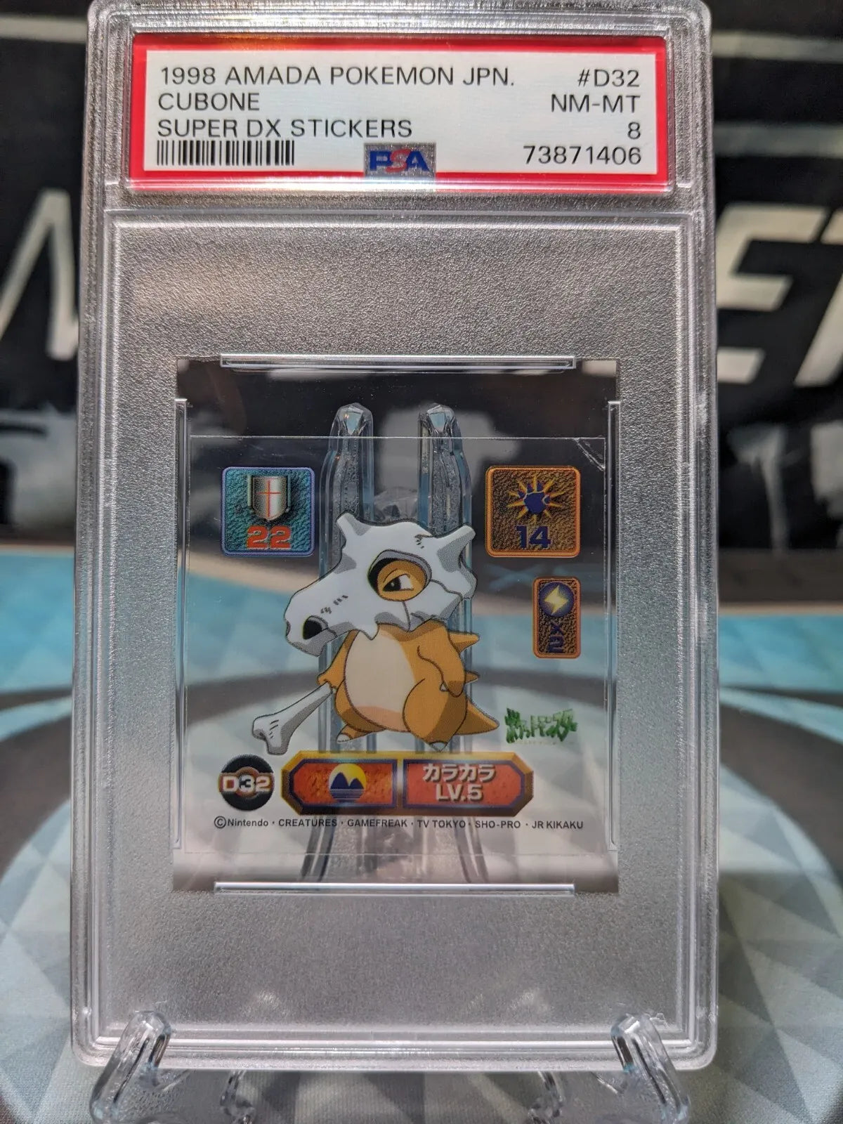 1998 Pokemon Cubone Amada Super Dx Clear PSA 8 Vintage Sticker